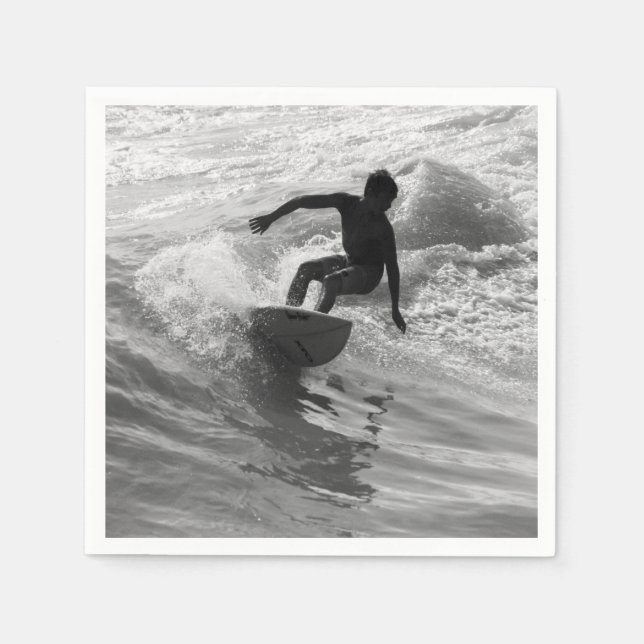 Riding The Wave Grayscale Napkin (Front)
