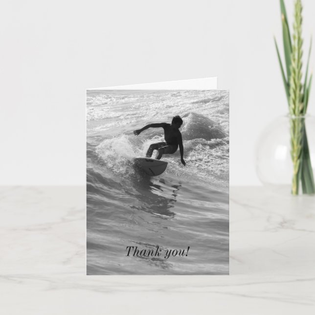 Riding The Wave Grayscale Thank You Card (Front)