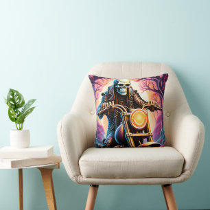 Riding through the interweaving branches throw pillow