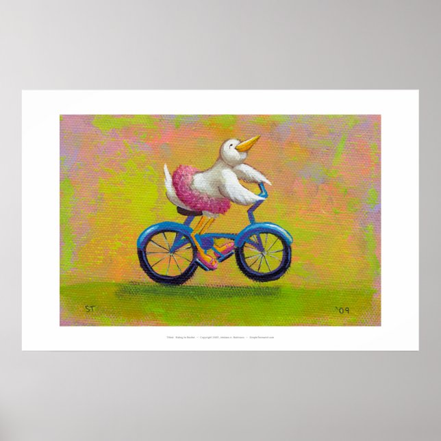 Riding to the Recital - fun happy bicycling bird Poster (Front)
