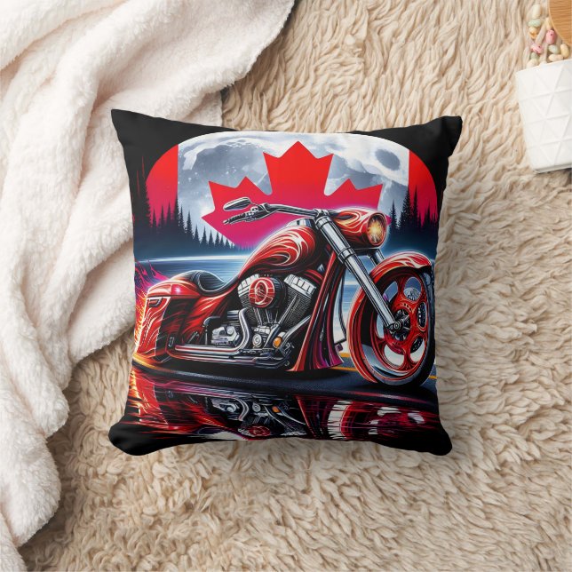 Riding under the Canadian night sky with pride Throw Pillow (Blanket)