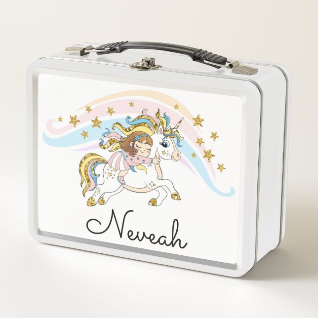 Riding Unicorns Metal Lunch Box (Front)