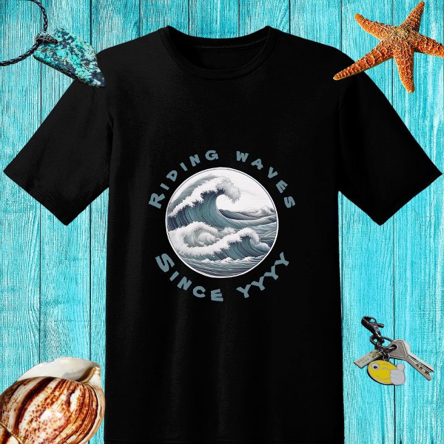 Riding waves since... blue colours design T-Shirt (Creator Uploaded)