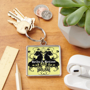 Rielaboration of Vintage Lions with Swirls Keychain