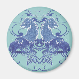 Rielaboration of Vintage Lions with Swirls Magnet