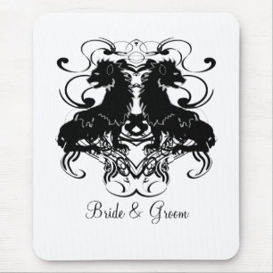 Rielaboration of Vintage Lions with Swirls Mouse Pad