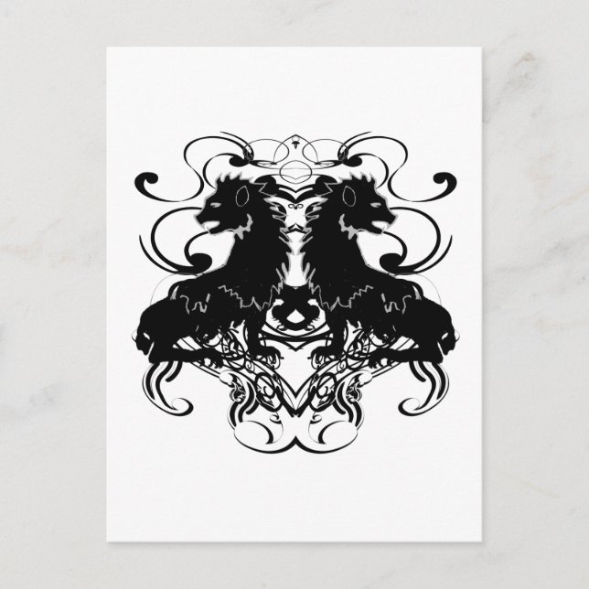 Rielaboration of Vintage Lions with Swirls Postcard (Front)