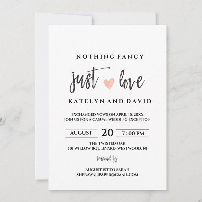 Rien De Fancy Just Love Faire-part de mariage (Devant)