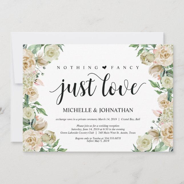 rien de fantaisie, Elopement Réception Carte d'inv (Devant)