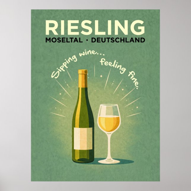 Riesling Green Vintage Travel Poster (Front)