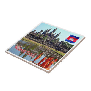 Rif. KH  Cambodia,  Siem Reap, View of Angkor Wat Tile