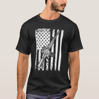 Rifle American Flag Usa Pride T-Shirt