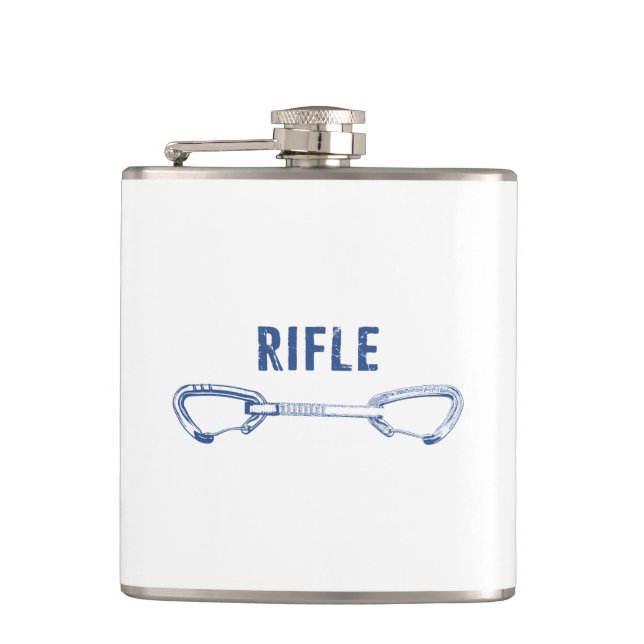 Rifle Colorado Rock Climbing Quickdraw Hip Flask (Front)