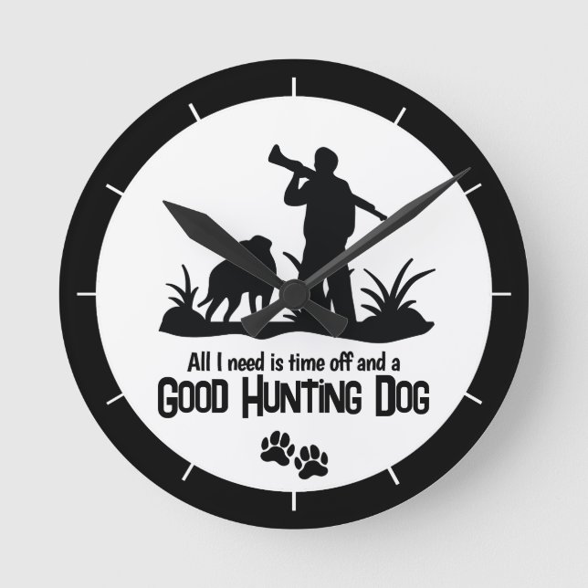 Rifle Hunting Dog Quote Modern  Round Clock (Front)