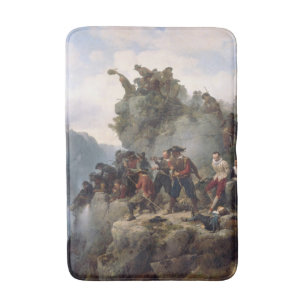 Riflemen Defending a Mountain Pass (Karl Lessing) Bath Mat