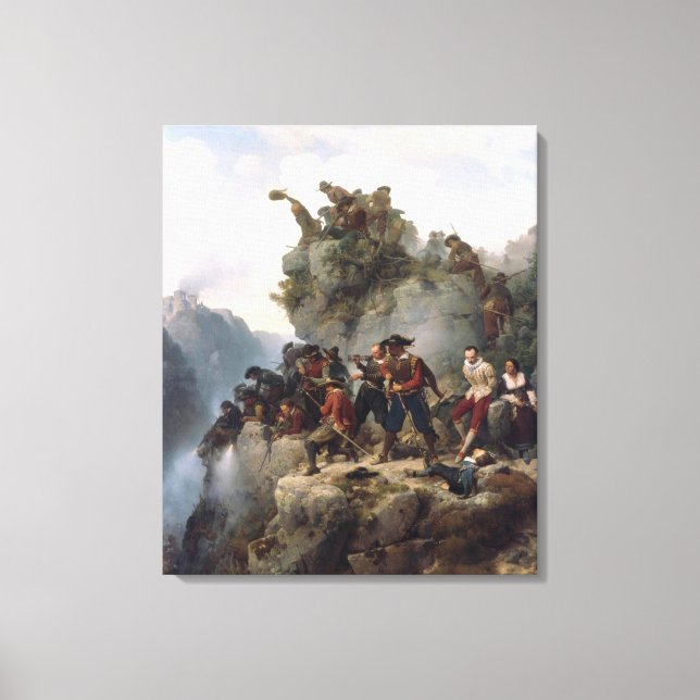 Riflemen Defending a Mountain Pass (Karl Lessing) Canvas Print (Front)