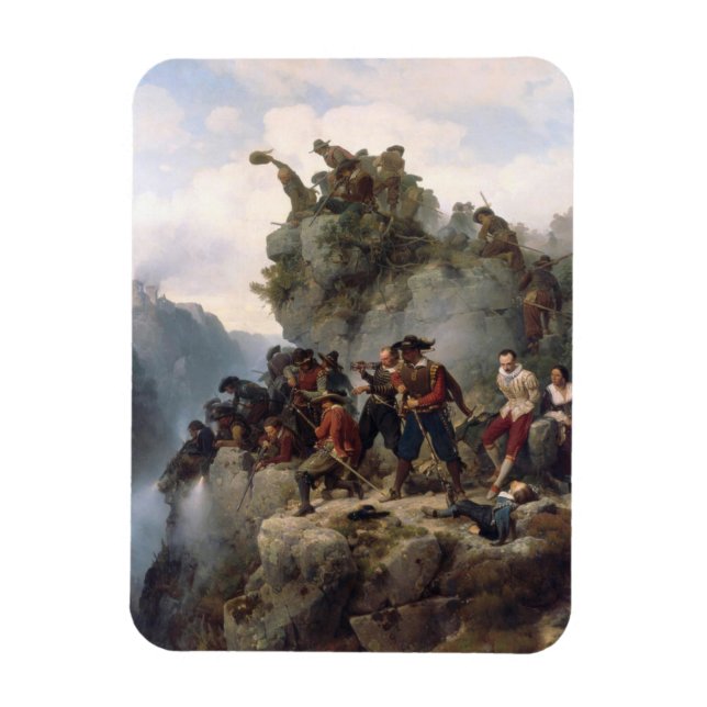 Riflemen Defending a Mountain Pass (Karl Lessing) Magnet (Vertical)