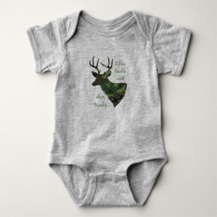 Rifles, Racks and Deer Tracks Camouflage Hunting Baby Bodysuit