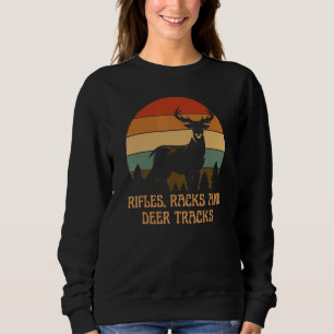 Rifles Racks And Deer Tracks Mens Hunting Sweatshirt