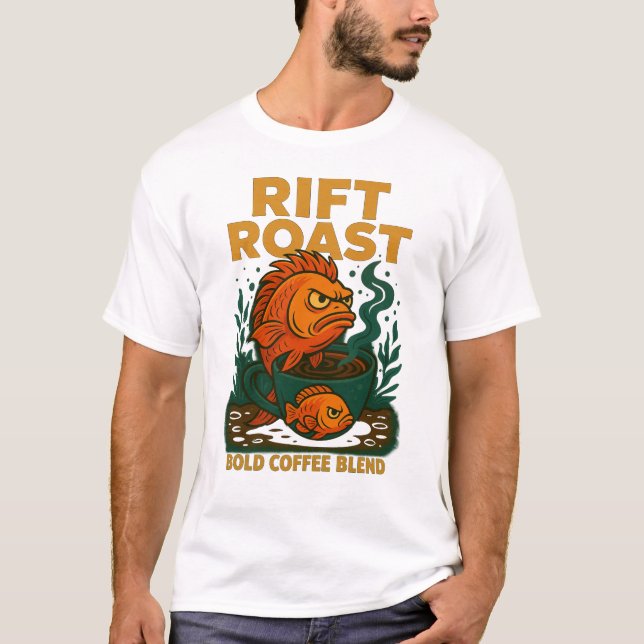 Rift Roast Fish Coffee T-Shirt – Bold & Funny Caff (Front)