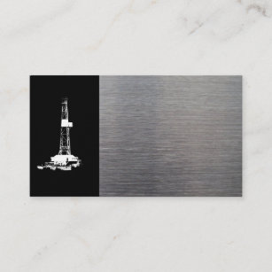 Rig Silhouette and Metal Look Business Card