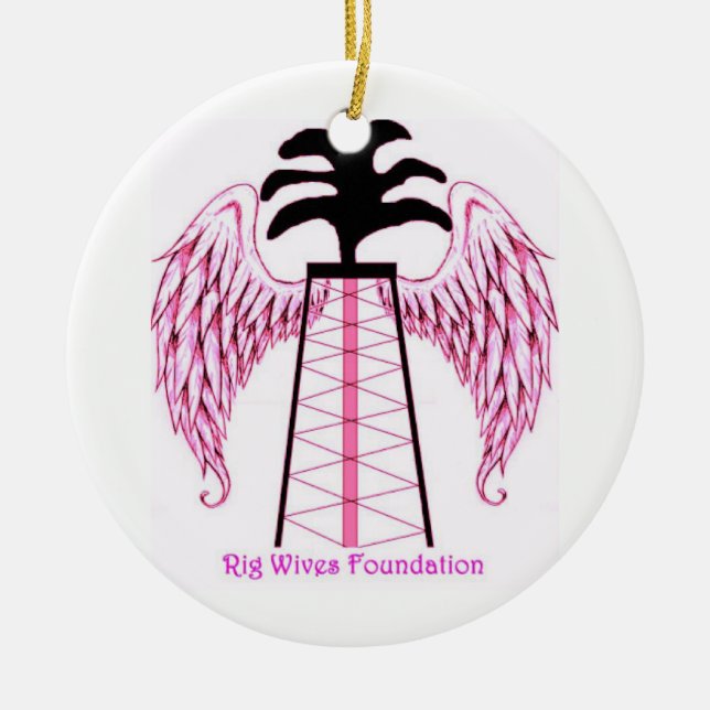 Rig Wives Ceramic Ornament (Front)