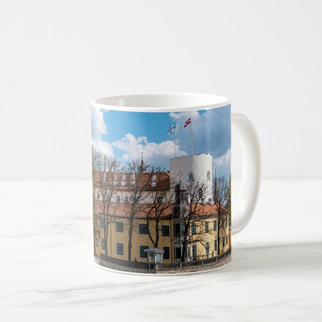 Riga Castle during sunny day in Riga, Latvia Coffee Mug (Front Right)