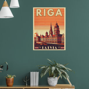 Riga City, Latvia baltic culture vintage gifts Poster