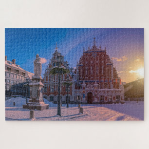 Riga Hôtel de Ville Carré en hiver Jigsaw Puzzle