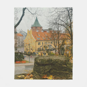 Riga in autumn fleece blanket
