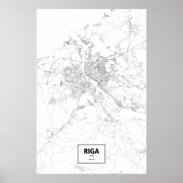 Riga, Latvia (black on white) Poster (Front)