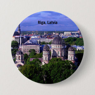 Riga, Latvia cityscape, 3 Inch Round Button