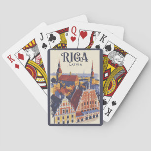 Riga Latvia Illustration Travel Art Vintage Playing Cards