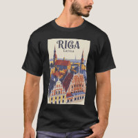 Riga Latvia Illustration Travel Art Vintage