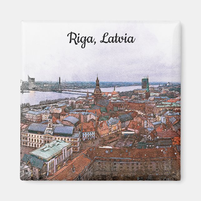 Riga, Latvia Panorama View  Magnet (Front)