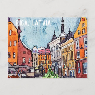 Riga Latvia Town Square Postcard