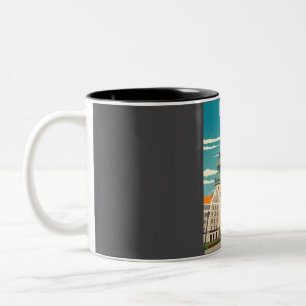Riga Latvia Vintage Minimal Retro Travel Poster  Two-Tone Coffee Mug