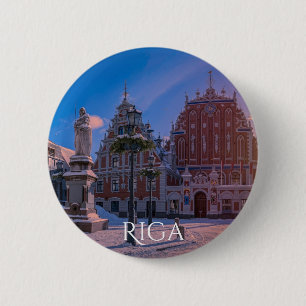 Riga Town Hall Square in winter 2 Inch Round Button