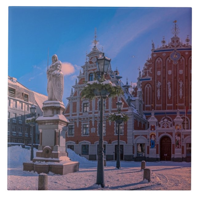 Riga Town Hall Square in winter Ceramic Tile (Front)