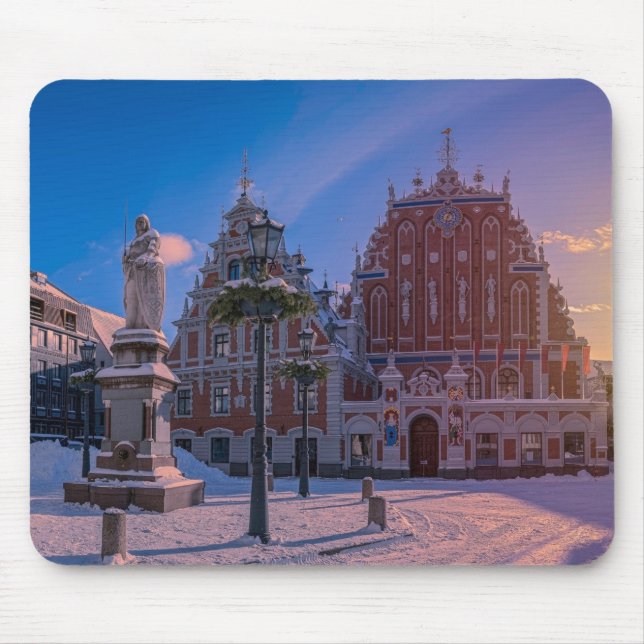 Riga Town Hall Square in winter Mouse Pad (Front)