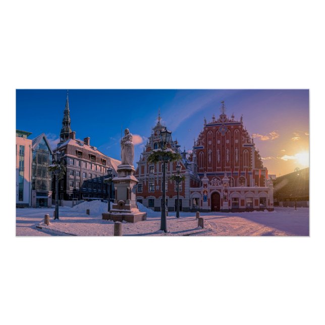 Riga Town Hall Square in winter Poster (Front)