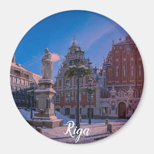 Riga Town Hall Square in winter Square Magnet