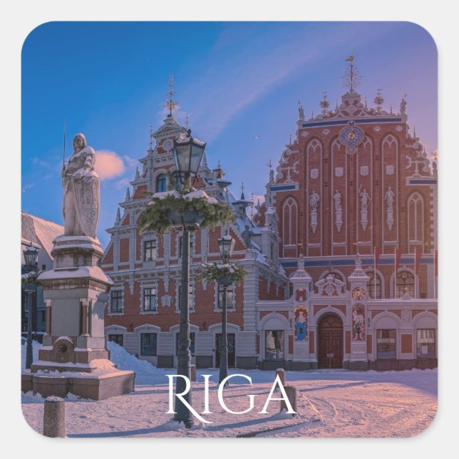 Riga Town Hall Square in winter Square Sticker (Front)