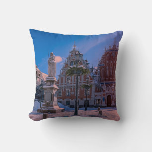 Riga Town Hall Square in winter Throw Pillow