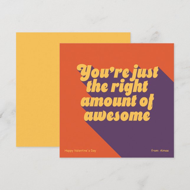 Right amount of awesome friend Valentine Holiday Card (Front/Back)