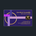 Right Angle Tangent Mathematical Shapes Tutor Business Card<br><div class="desc">A dark purple cover features a mathematical design with an underlying faux gold circle. At the top lies your prestigious name and job title with the contact details near the base of the card. In between these items is a gold "pi number" logo you can use. Overleaf, in a similar...</div>