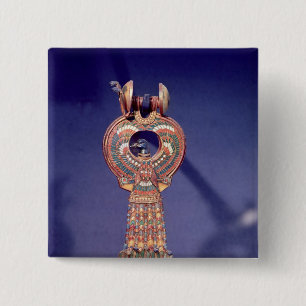 Right earring from a pair earrings with a 2 inch square button