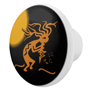 Right Facing Kokopelli Musician Ceramic Knob