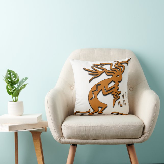 Right Facing Kokopelli Musician Throw Pillow (Chair)