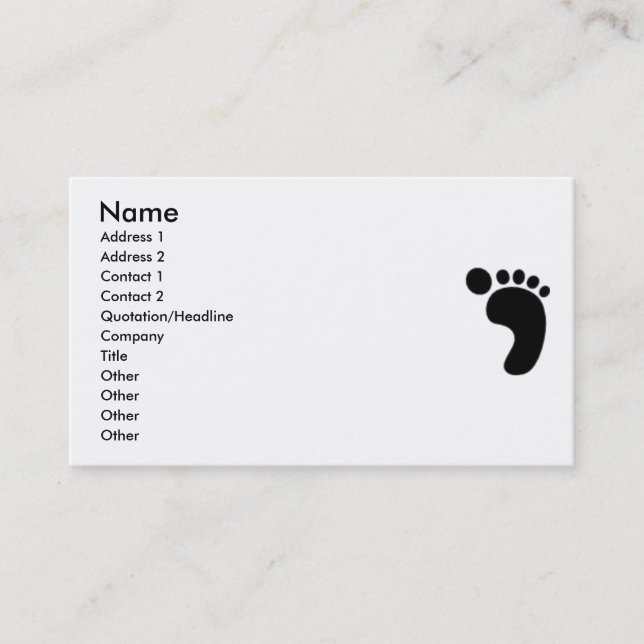 Right Foot Print Business Card (Front)